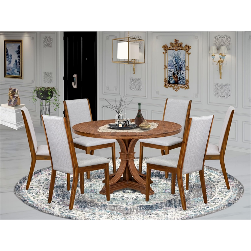 East West Furniture Irving 7-Piece Modern Dining Table Set in Walnut Finish