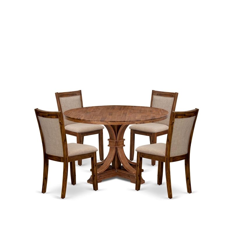 East West Furniture Irving 5-Piece Kitchen Dining Set in Walnut Finish