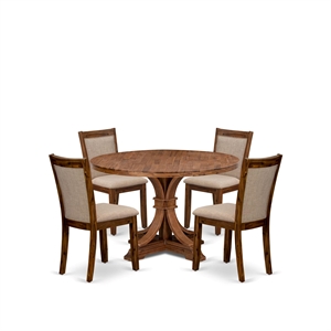 east west furniture irving 5-piece kitchen dining set in walnut finish