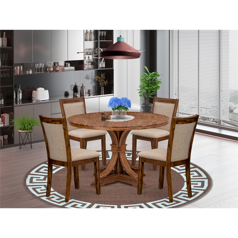 East West Furniture Irving 5-Piece Kitchen Dining Set in Walnut Finish