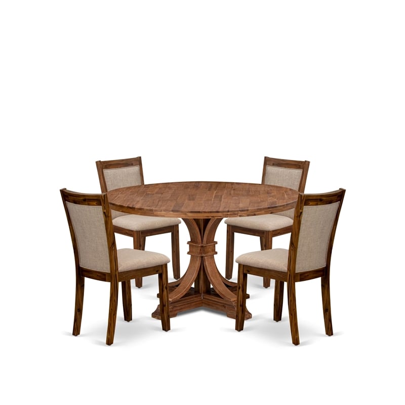 East West Furniture Irving 5-Piece Mid-Century Kitchen Table Set in Walnut