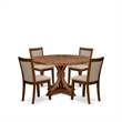 East West Furniture Irving 5-Piece Mid-Century Kitchen Table Set in Walnut