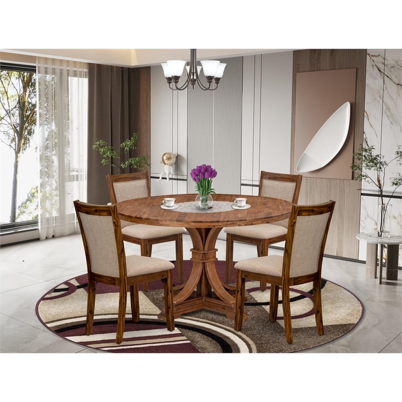 East West Furniture Irving 5-Piece Mid-Century Kitchen Table Set in Walnut