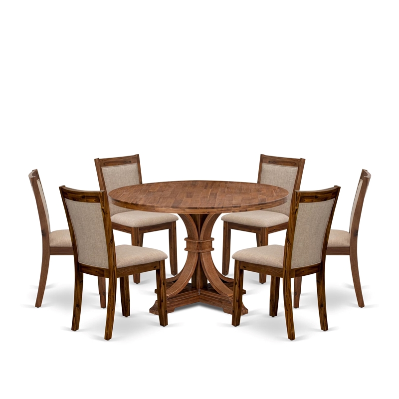 East West Furniture Irving 7-Piece Modern Dining Table Set in Walnut Finish