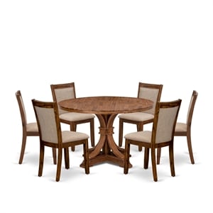 East West Furniture Irving 7-Piece Modern Dining Table Set in Walnut Finish