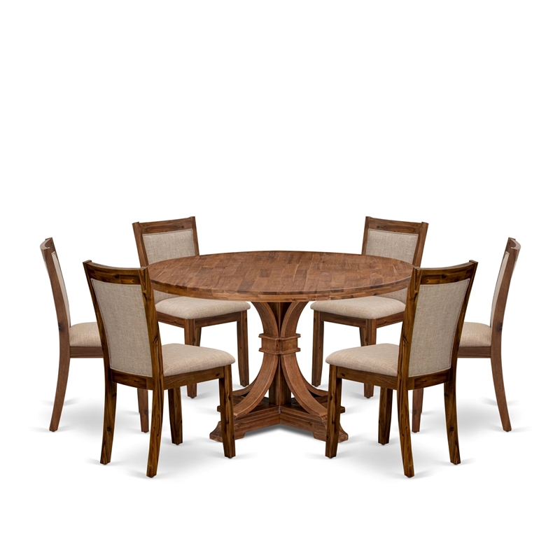 East West Furniture Irving 7-Piece Kitchen Dining Set in Walnut Finish