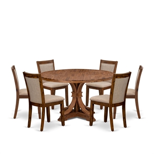 East West Furniture Irving 7-Piece Kitchen Dining Set in Walnut Finish