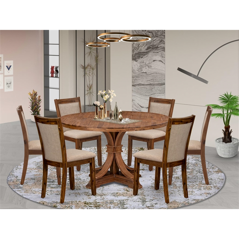 East West Furniture Irving 7-Piece Kitchen Dining Set in Walnut Finish