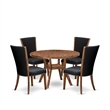 East West Furniture Irving 5 Piece Round Dining Set in Walnut Finish