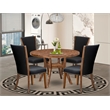 East West Furniture Irving 5 Piece Round Dining Set in Walnut Finish