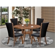 East West Furniture Irving 5 Piece Round Kitchen Set in Walnut Finish