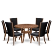 East West Furniture Irving 7 Piece Round Dining Table Set in Walnut Finish