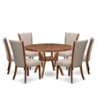 East West Furniture Irving 7 Piece Round Kitchen Table Set in Walnut Finish