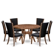 East West Furniture Irving 7 Piece Round Kitchen Table Set in Walnut Finish