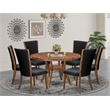 East West Furniture Irving 7 Piece Round Kitchen Table Set in Walnut Finish