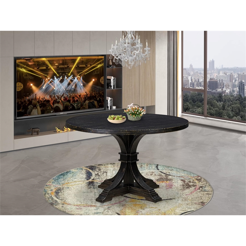 East West Furniture Irving Dinner Table in Black Finish