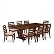 East West Furniture Lassale Mid-Century Dining Table Set in Walnut Finish