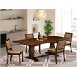 East West Furniture Lassale 5 Piece A Dining Room Table Set in Walnut Finish