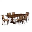 East West Furniture Lassale 7 Piece A Modern Dining Table Set in Walnut Finish