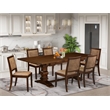 East West Furniture Lassale 7 Piece A Modern Dining Table Set in Walnut Finish