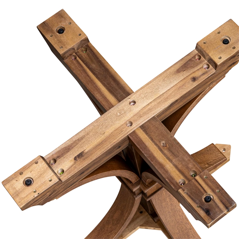 East West Furniture Irving 7 Piece Round Dining Room Set in Walnut Finish