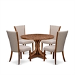 East West Furniture Irving 5 Piece Round Dining Set in Walnut Finish