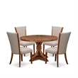 East West Furniture Irving 5 Piece Round Dining Table Set in Walnut Finish