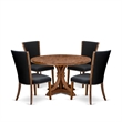East West Furniture Irving 5 Piece Round Dining Table Set in Walnut Finish