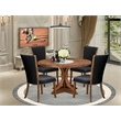 East West Furniture Irving 5 Piece Round Dining Table Set in Walnut Finish