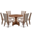 East West Furniture Irving 7 Piece Round Dining Table Set in Walnut Finish