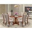 East West Furniture Irving 7 Piece Round Dining Table Set in Walnut Finish