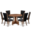 East West Furniture Irving 7 Piece Round Kitchen Table Set in Walnut Finish