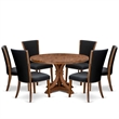 East West Furniture Irving 7 Piece Round Dining Room Set in Walnut Finish