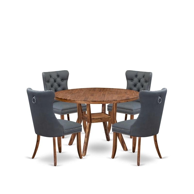 East West Furniture Irving 5-Piece Mid-Century Kitchen Table Set in Walnut