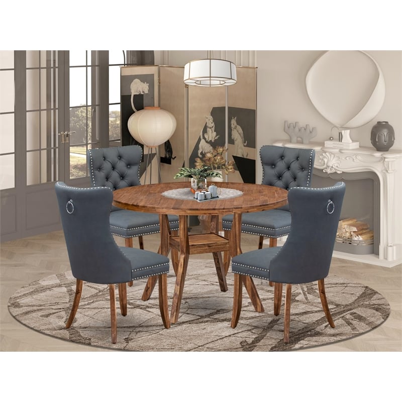 East West Furniture Irving 5-Piece Mid-Century Kitchen Table Set in Walnut