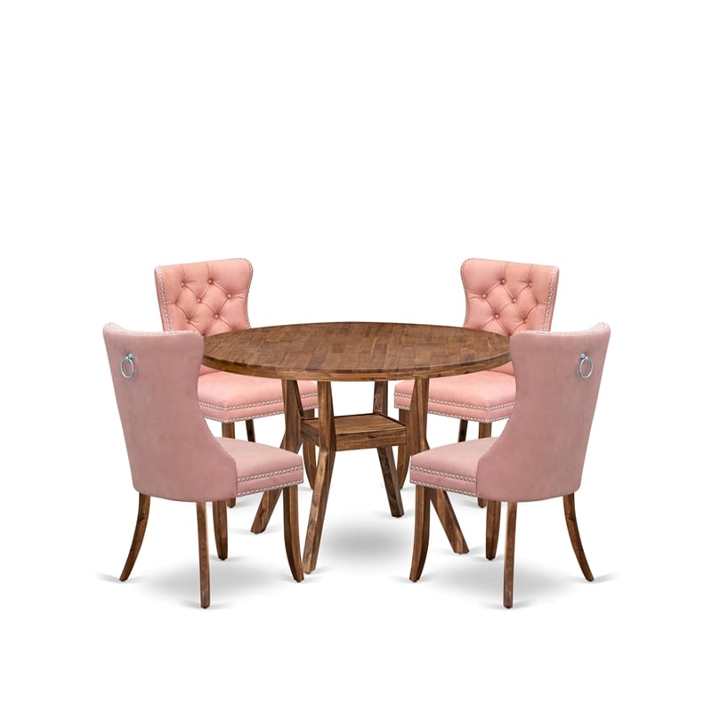 East West Furniture Irving 5-Piece Dining Table Set in Walnut Finish