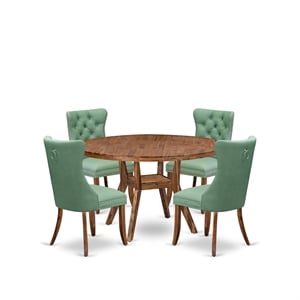 East West Furniture Irving 5-Piece Mid Century Modern Dining Table Set in Walnut