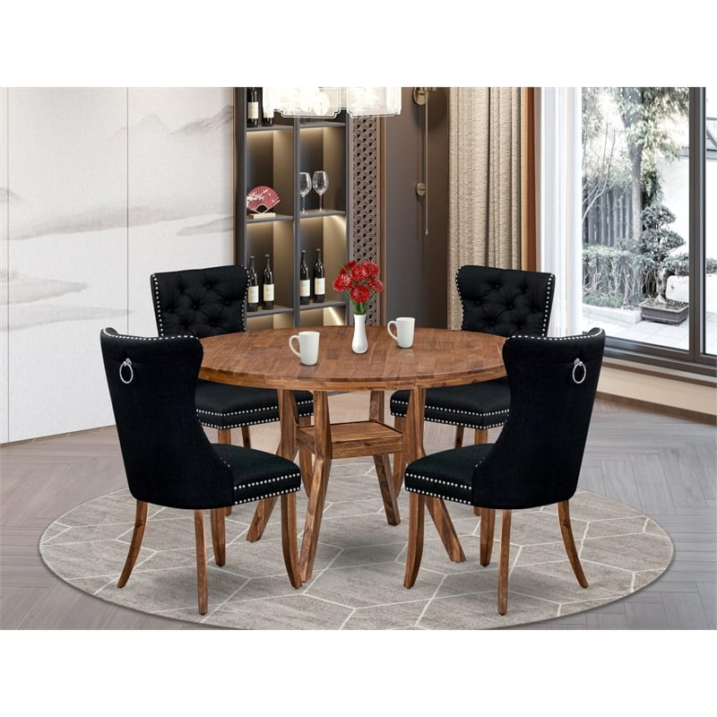 East West Furniture Irving 5-Piece Kitchen Dining Set in Walnut Finish