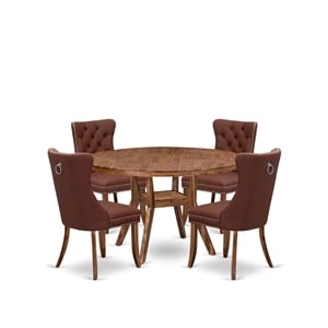 East West Furniture Irving 5-Piece Modern Dining Set in Walnut Finish