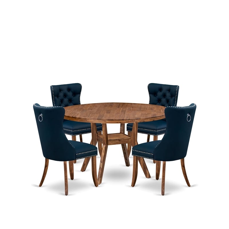 East West Furniture Irving 5-Piece Dining Table Set in Walnut Finish