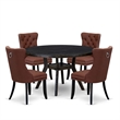 East West Furniture Irving 5 Piece Round Kitchen Table Set in Black Finish