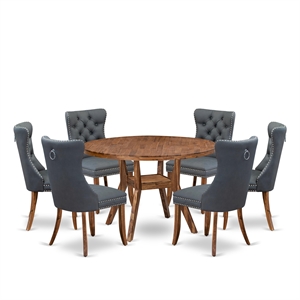 East West Furniture Irving 7-Piece Dining Table Set in Walnut Finish