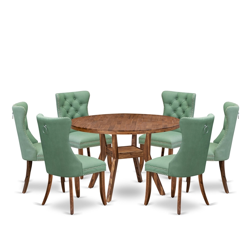 East West Furniture Irving 7-Piece Mid Century Modern Dining Set in Walnut