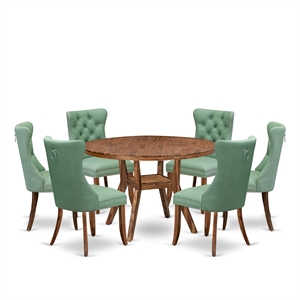 East West Furniture Irving 7-Piece Mid Century Modern Dining Set in Walnut