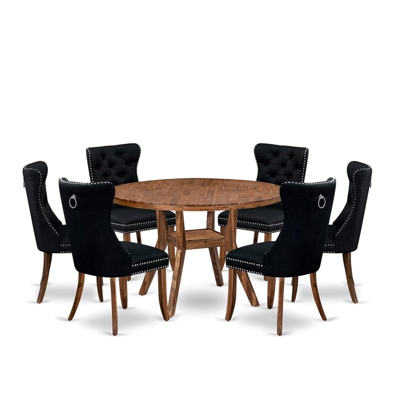 East West Furniture Irving 7-Piece Kitchen Table Set in Walnut Finish