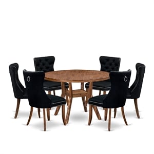 East West Furniture Irving 7-Piece Kitchen Table Set in Walnut Finish