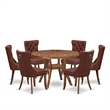 East West Furniture Irving 7-Piece Dining Table Set in Walnut Finish