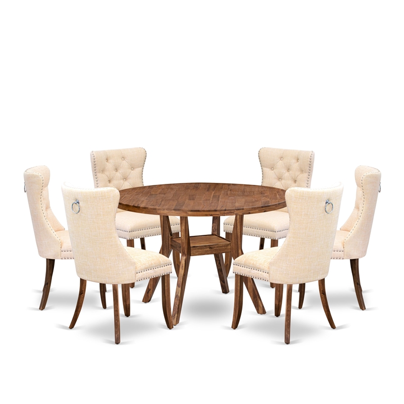 East West Furniture Irving 7-Piece Modern Dining Table Set in Walnut Finish