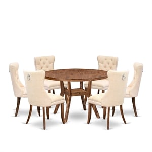 East West Furniture Irving 7-Piece Modern Dining Table Set in Walnut Finish