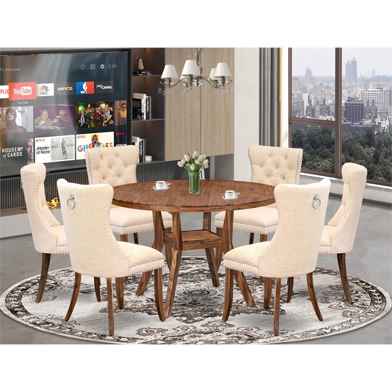 East West Furniture Irving 7-Piece Modern Dining Table Set in Walnut Finish